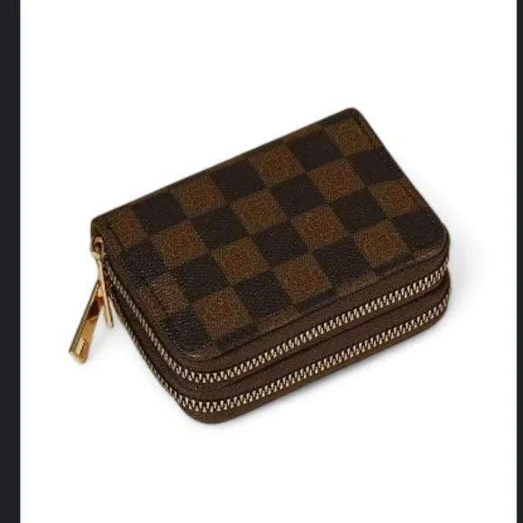 Brown Monogram Checkerboard Wallet Zip Zippy Around Double Zip Walet Brown/Black - Picture 9 of 16